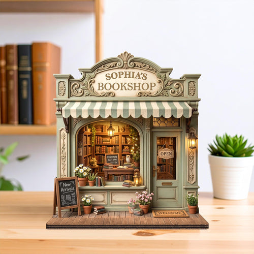 Custom Bookshop Wooden Sign,Library Book Lover Reader Gift,Reading Nook Bookshelf Decor,Bookstore Storefront Shelf Sitter,Bookish Gift