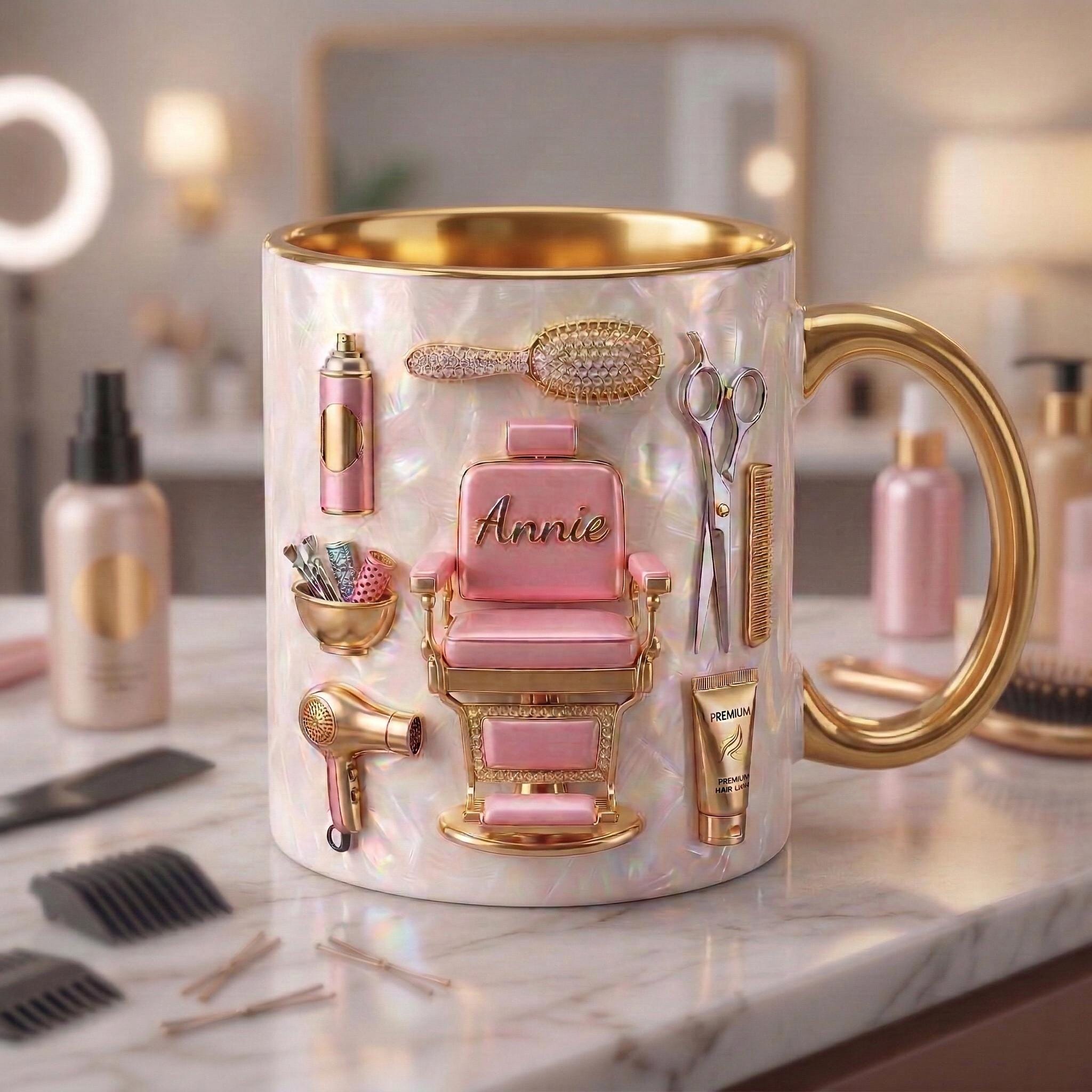 Hairstylist Mug 3D, Faux 3D Effect Mug, Hairdresser Coffee Cup, Personalized Salon Gift