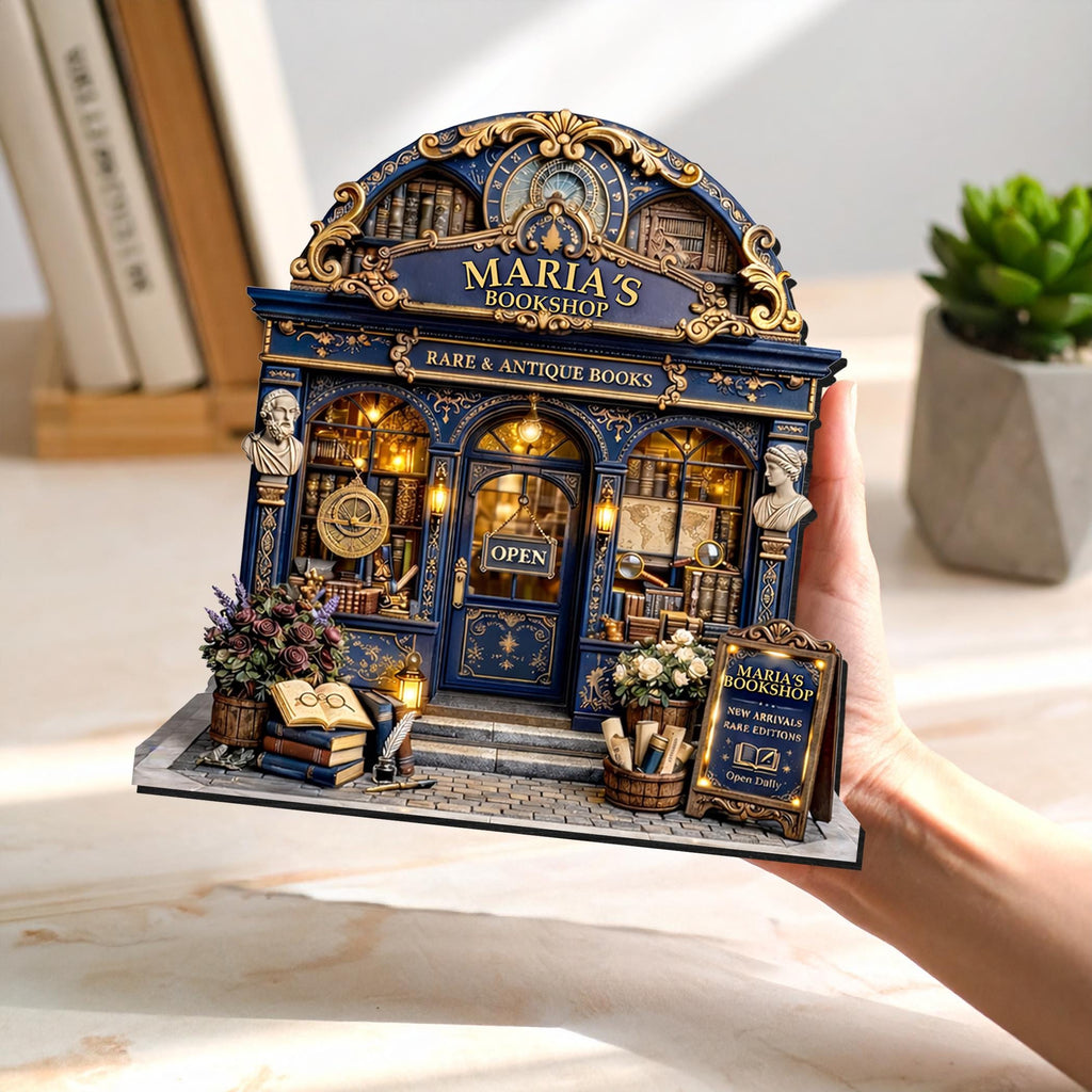 Custom Vintage Bookstore Wooden Block, Bookshop Decor, Personalized Book Lover & Reader Gift, Bookshelf Decore, Library Decor, Bookish Gift
