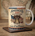 America's 250th Anniversary Accent Mug, Semiquincentennial 1776-2026 Coffee Cup, Patriotic Liberty Bell Ceramic Mug, Independence Day Gift