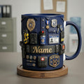 Personalized Police Uniform Mug 3D, Custom Name Coffee Cup, Faux 3D Effect
