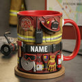 Personalized Firefighter Mug 3D, Custom Name Cup, Faux 3D Effect (11oz or 15oz)