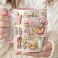 Custom Name Baking Accent Mug, Love Cakes Coffee Mug, Gift for Baker, Gift For Mother's Day, Gift For Baking Mom, Bakery 2D Flat Ceramic Cup
