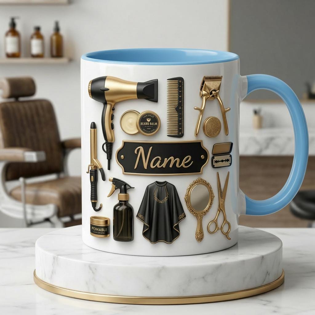 Personalized Hairstylist Mug 3D, Custom Stylist Name Coffee Cup (Faux 3D Effect)