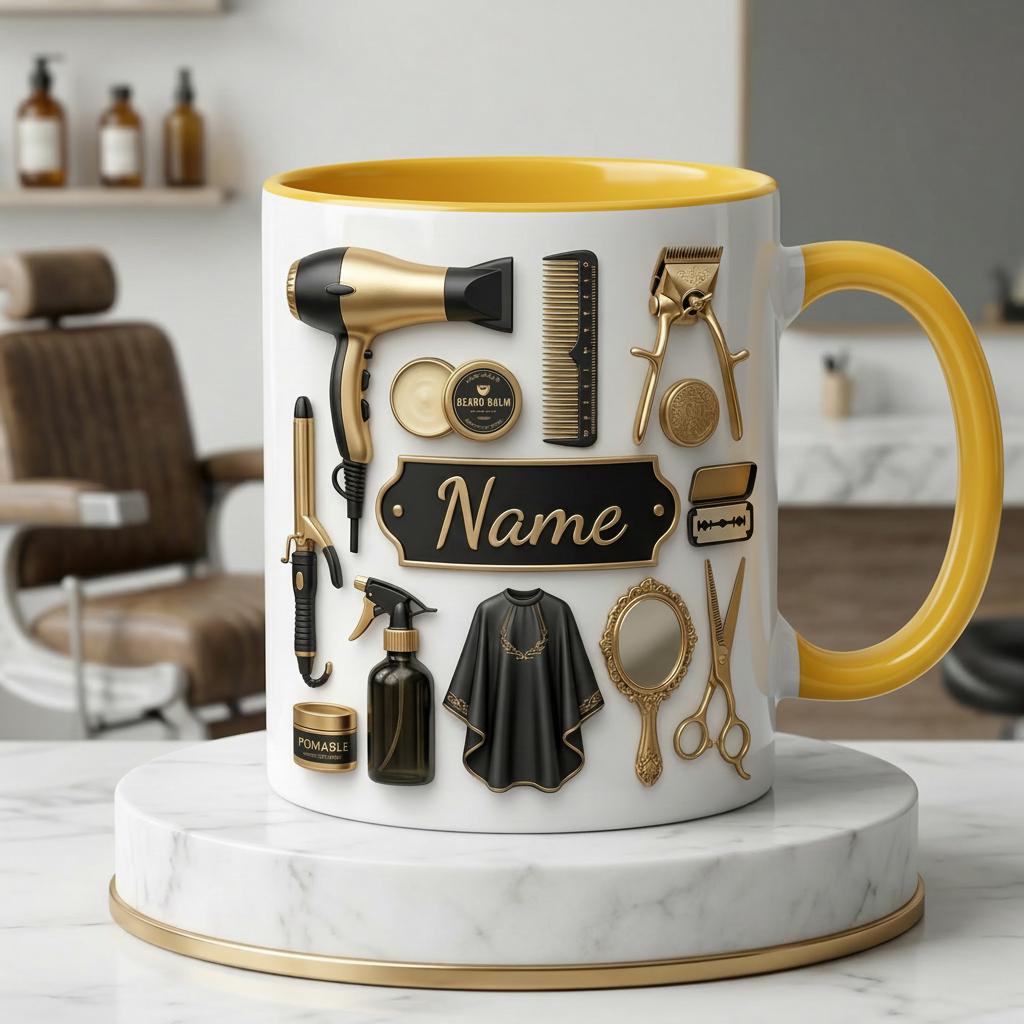 Personalized Hairstylist Mug 3D, Custom Stylist Name Coffee Cup (Faux 3D Effect)