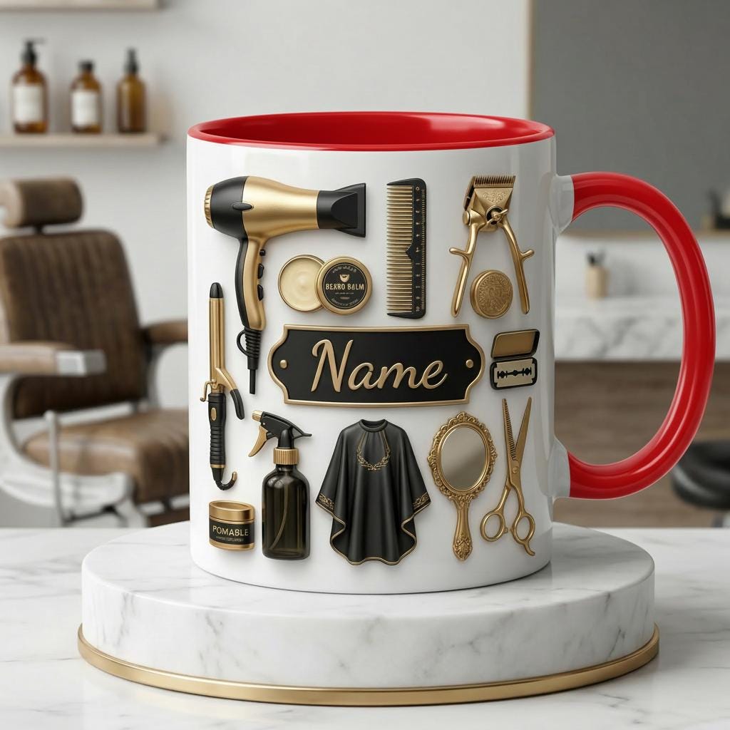 Personalized Hairstylist Mug 3D, Custom Stylist Name Coffee Cup (Faux 3D Effect)