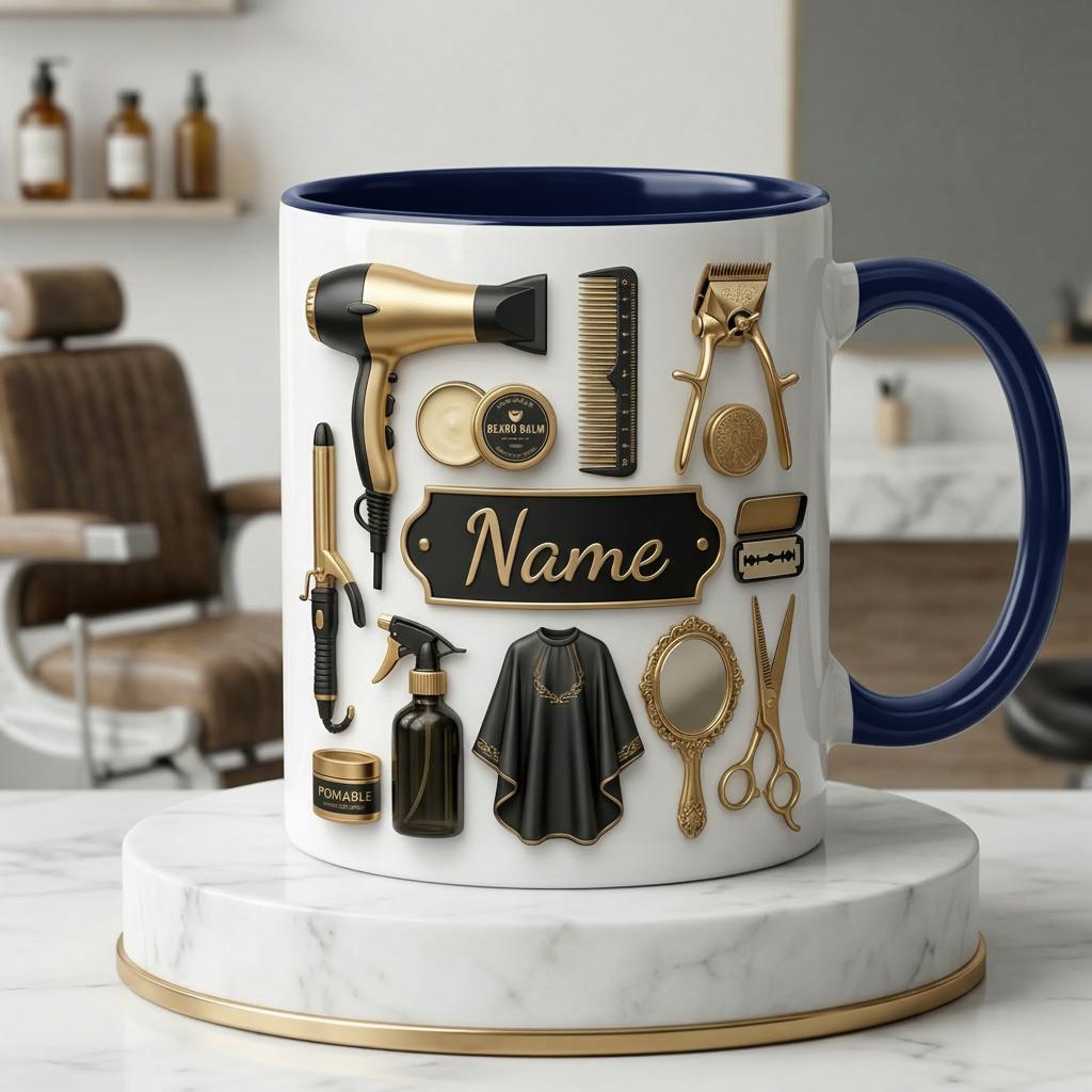 Personalized Hairstylist Mug 3D, Custom Stylist Name Coffee Cup (Faux 3D Effect)