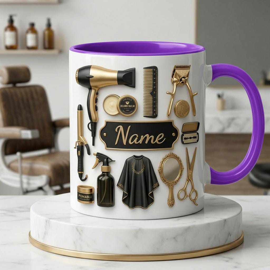 Personalized Hairstylist Mug 3D, Custom Stylist Name Coffee Cup (Faux 3D Effect)