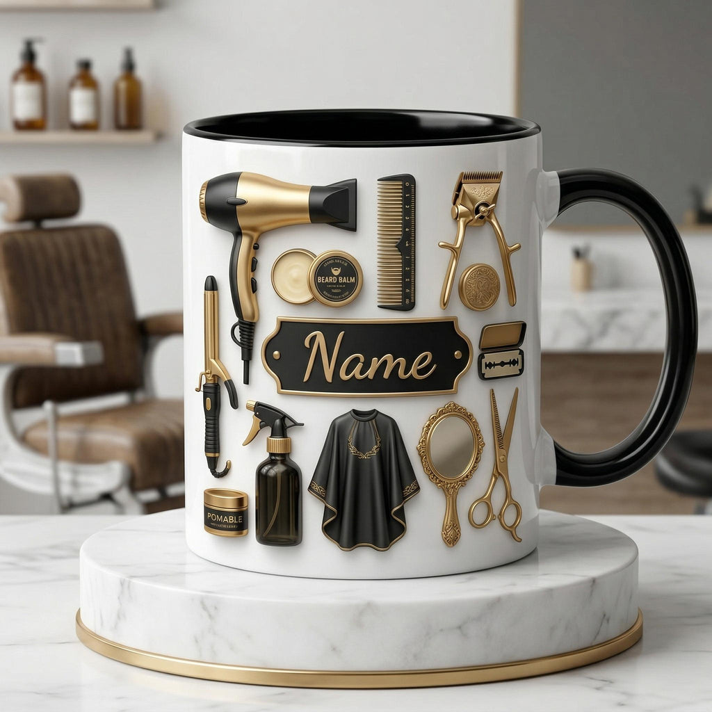 Personalized Hairstylist Mug 3D, Custom Stylist Name Coffee Cup (Faux 3D Effect)
