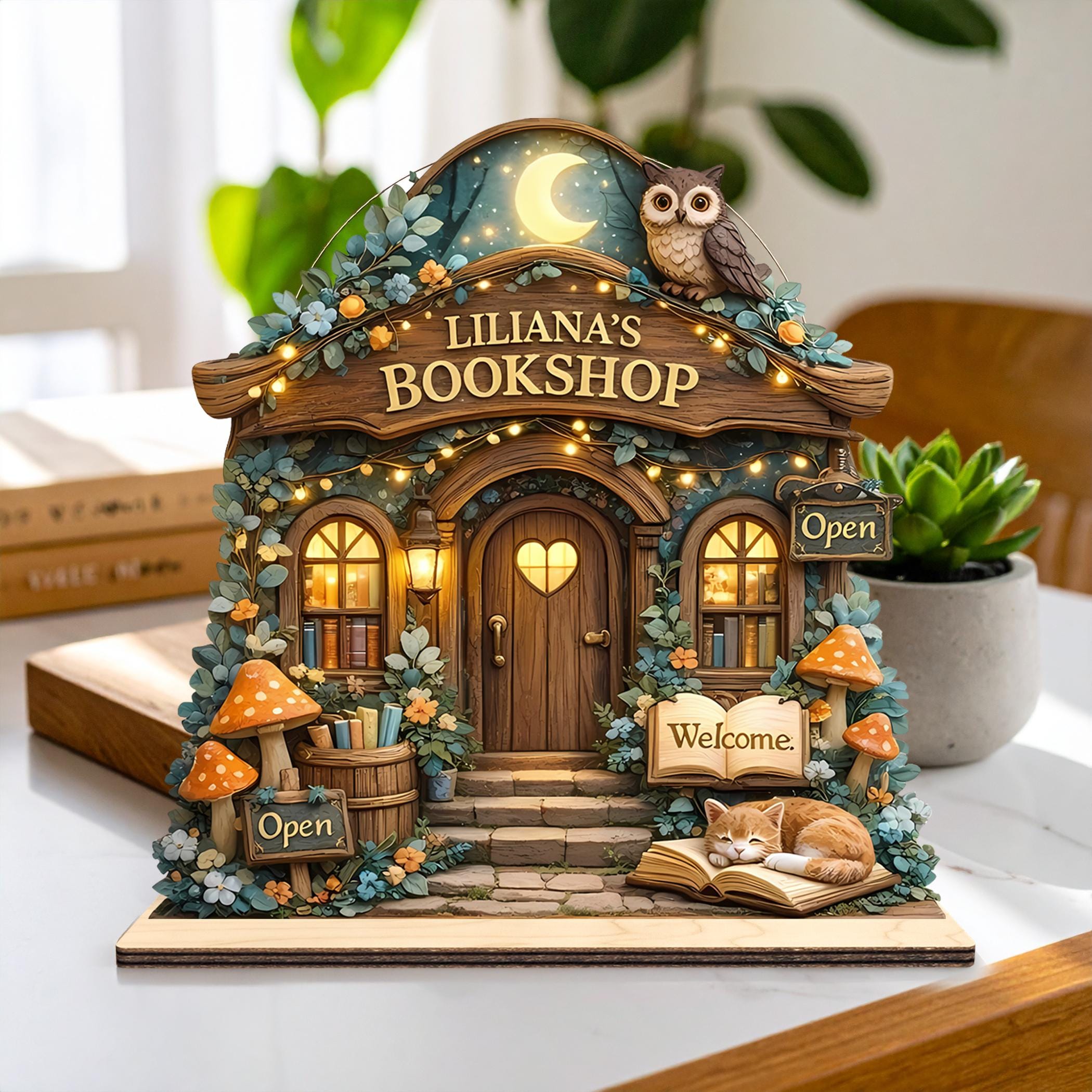 Custom Vintage Floral Bookstore Wooden Block, Bookshop Decor, Custom Book Lover & Reader Gift, Bookshelf Decore, Library Decor, Bookish Gift