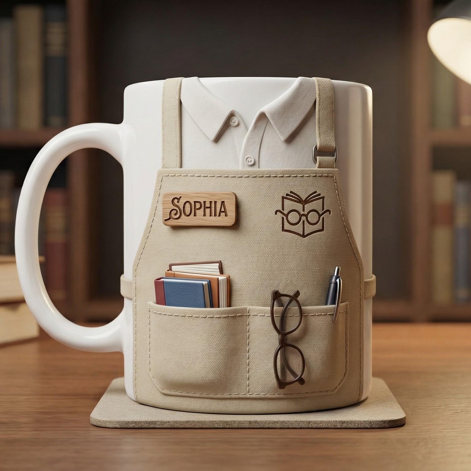 Personalized Librarian Mug, Custom Name Mug Sophia, Teacher Coffee Cup, Book Lover Gift, Library Mug, Teacher Appreciation Gift