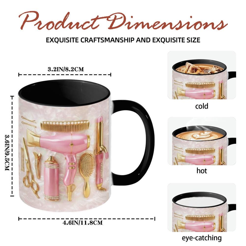 Personalized Hairstylist Mug, Custom Name Hairstylist Accent Mug, Custom Name Salon Coffee Cup, 2D Flat
