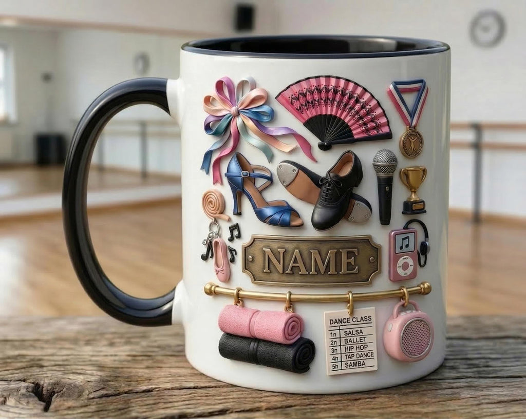 Dance Mug 3D, Faux 3D Ceramic Coffee Cup, Dancer Studio Gift