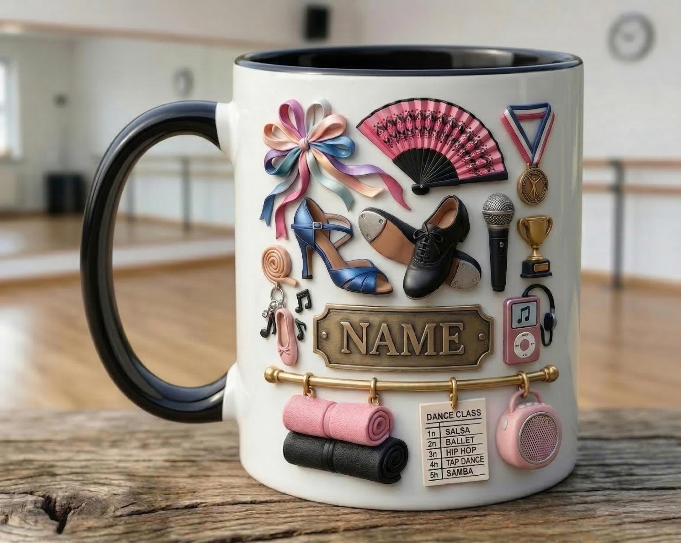 Dance Mug 3D, Faux 3D Ceramic Coffee Cup, Dancer Studio Gift