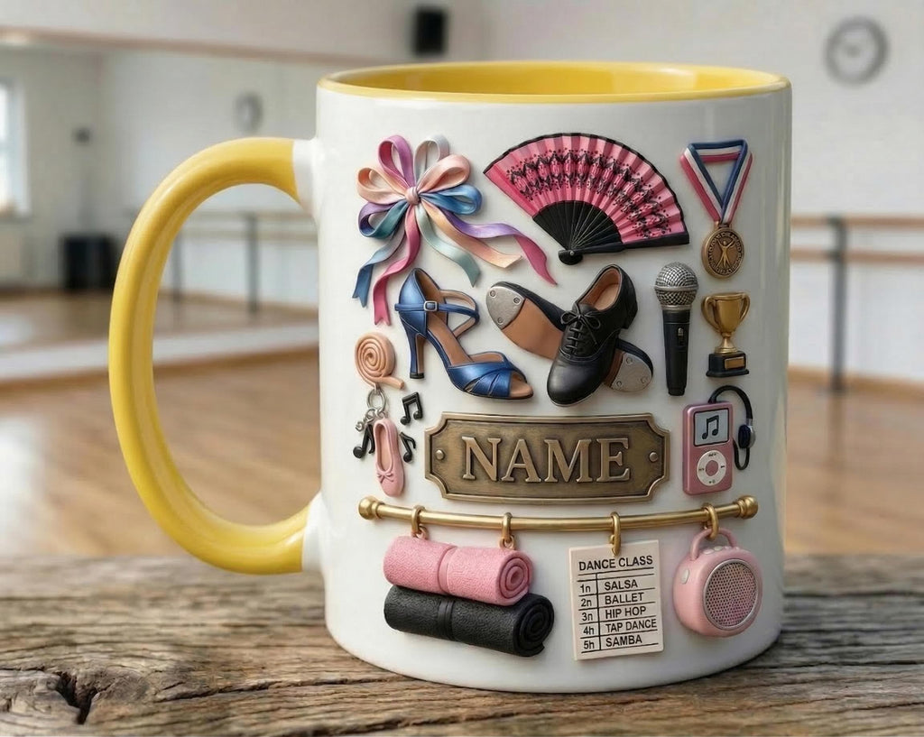 Dance Mug 3D, Faux 3D Ceramic Coffee Cup, Dancer Studio Gift