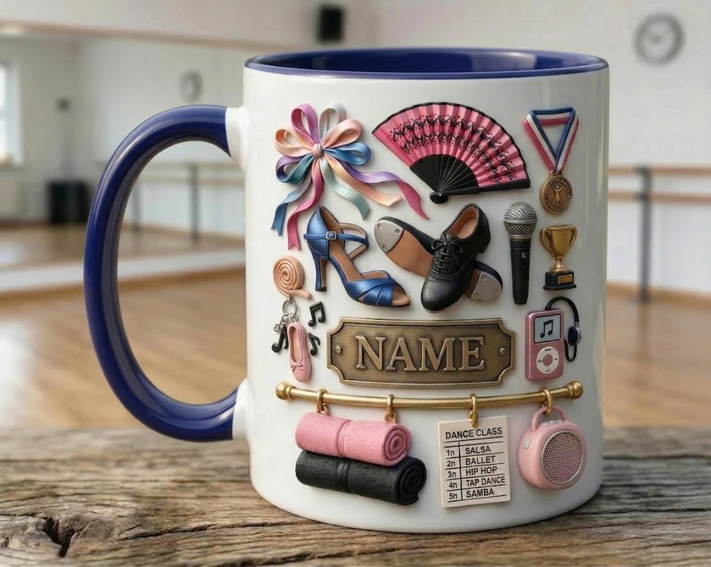 Dance Mug 3D, Faux 3D Ceramic Coffee Cup, Dancer Studio Gift