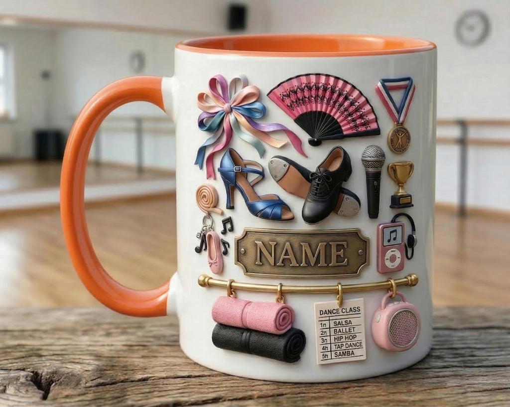 Dance Mug 3D, Faux 3D Ceramic Coffee Cup, Dancer Studio Gift
