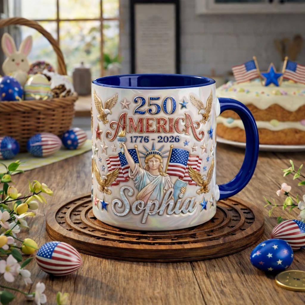 Independence Day Mug, Personalized 1776-2026 Patriotic Mug, Custom Name USA Coffee Cup, 4th of July Gift, Statue of Liberty Mug