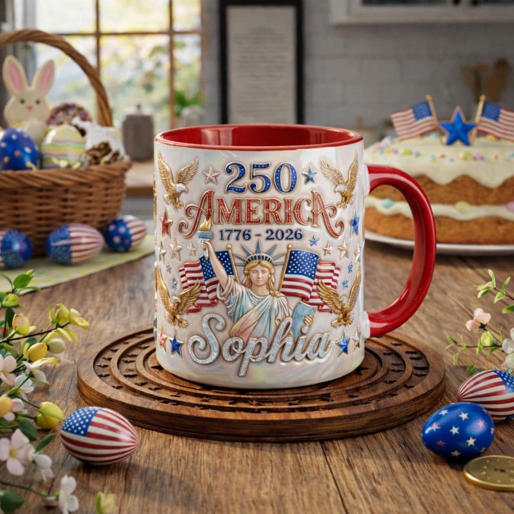Independence Day Mug, Personalized 1776-2026 Patriotic Mug, Custom Name USA Coffee Cup, 4th of July Gift, Statue of Liberty Mug