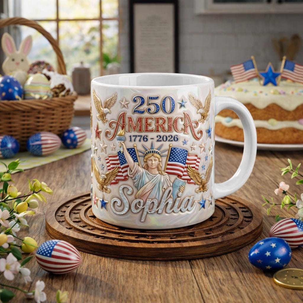 Independence Day Mug, Personalized 1776-2026 Patriotic Mug, Custom Name USA Coffee Cup, 4th of July Gift, Statue of Liberty Mug