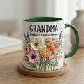 Personalized Floral Grandma Mug 3D, Artistic Portrait Coffee Cup, Oil Painting Effect