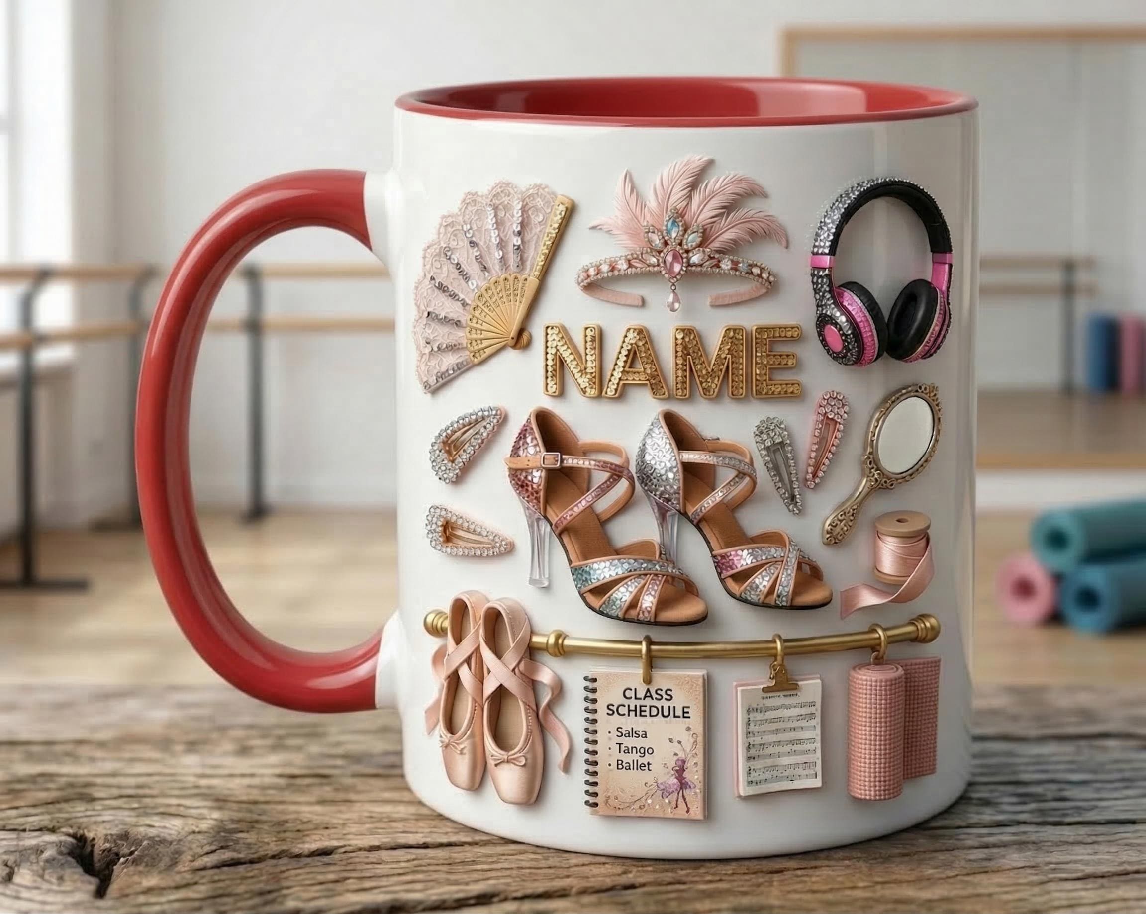 Dance Classes Mug 3D, Dance Teacher Gift, Faux 3D Mug, Dancer Mug, Studio Life Coffee Cup, Cute Gift