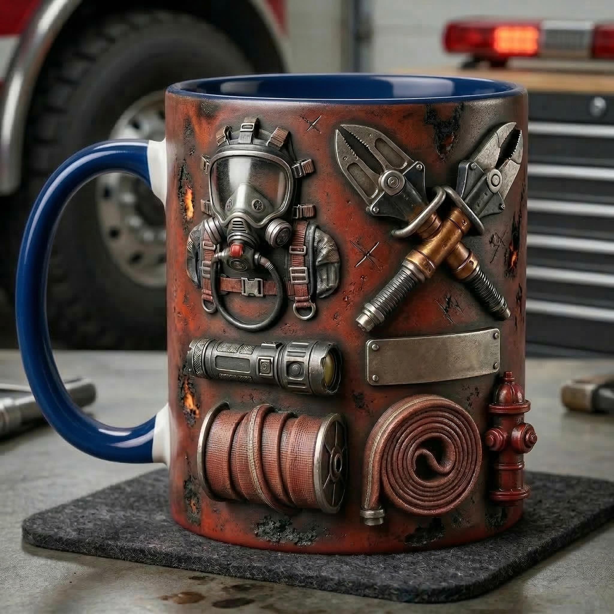 Fire Fighter Mug 3D, Faux 3D Mug, Firefighter Gift, Hero Coffee Mug, Fireman Appreciation Gift, Daily Mug