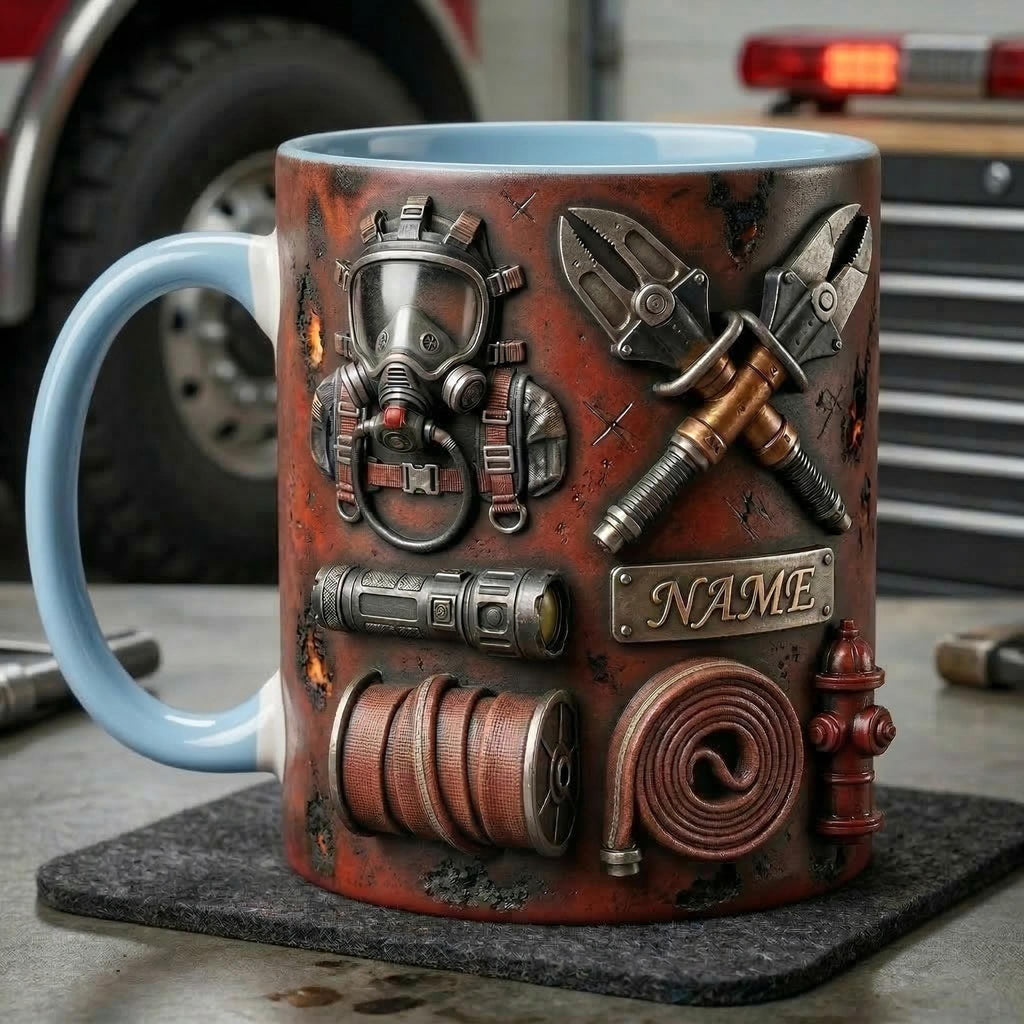 Fire Fighter Mug 3D, Faux 3D Mug, Firefighter Gift, Hero Coffee Mug, Fireman Appreciation Gift, Daily Mug