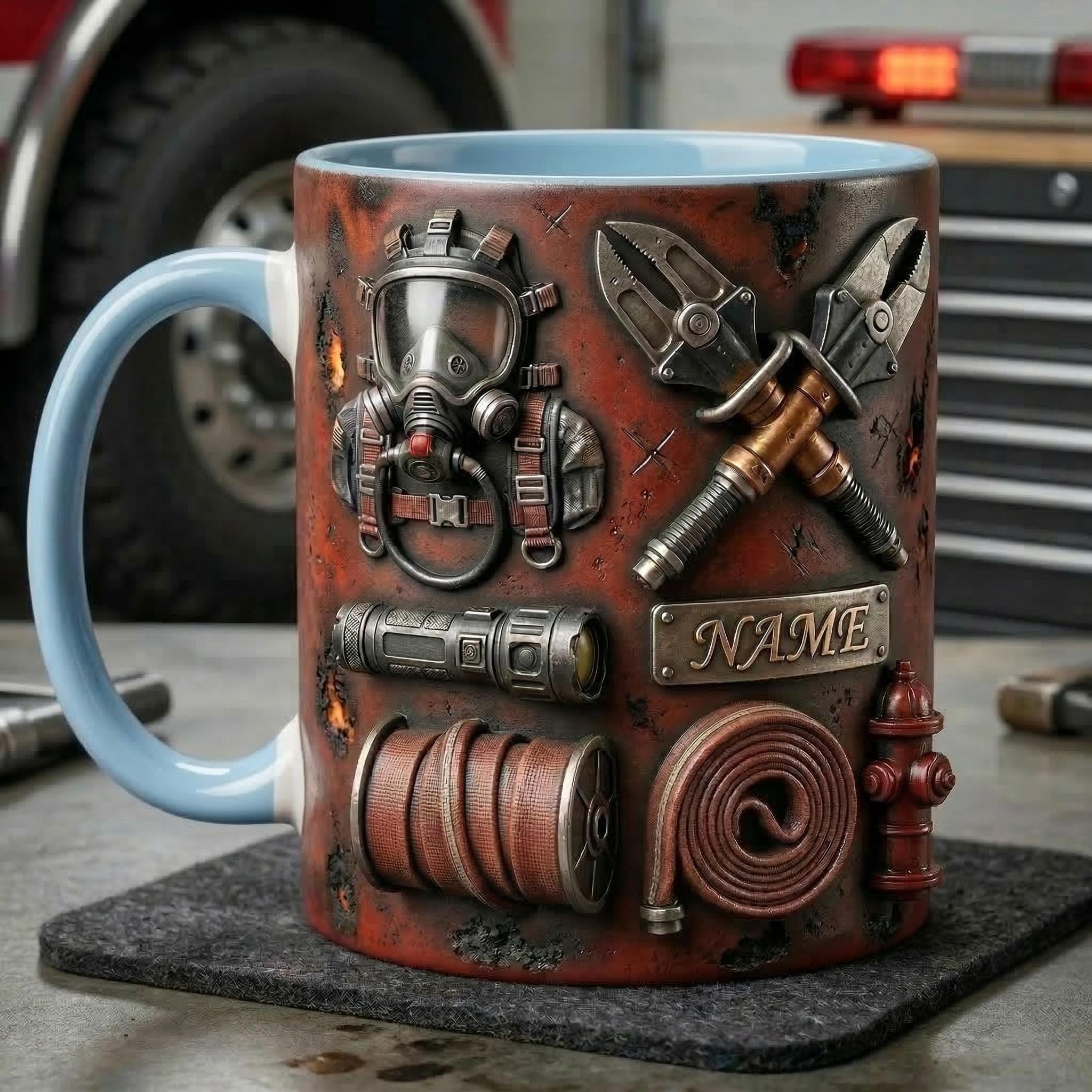 Fire Fighter Mug 3D, Faux 3D Mug, Firefighter Gift, Hero Coffee Mug, Fireman Appreciation Gift, Daily Mug
