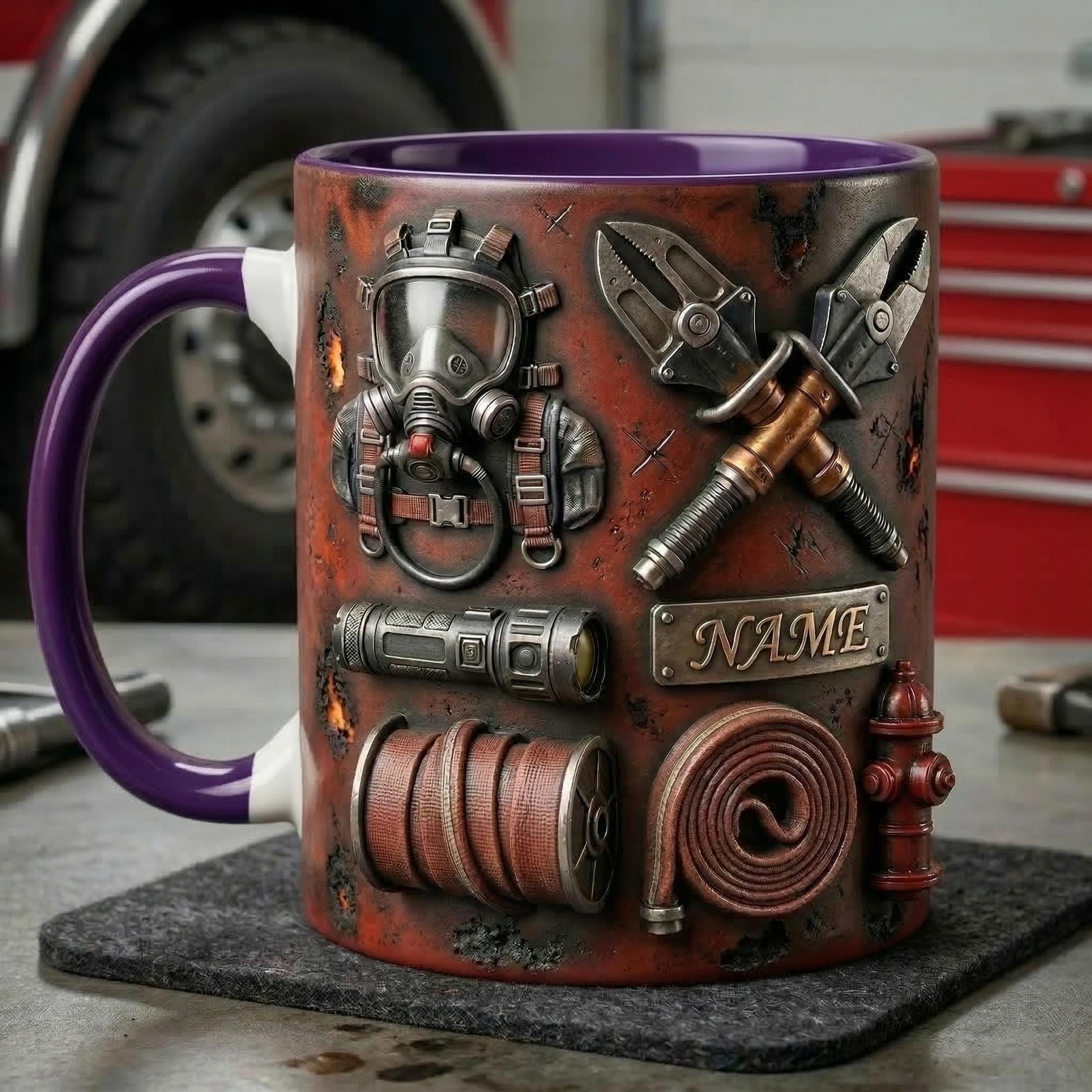 Fire Fighter Mug 3D, Faux 3D Mug, Firefighter Gift, Hero Coffee Mug, Fireman Appreciation Gift, Daily Mug