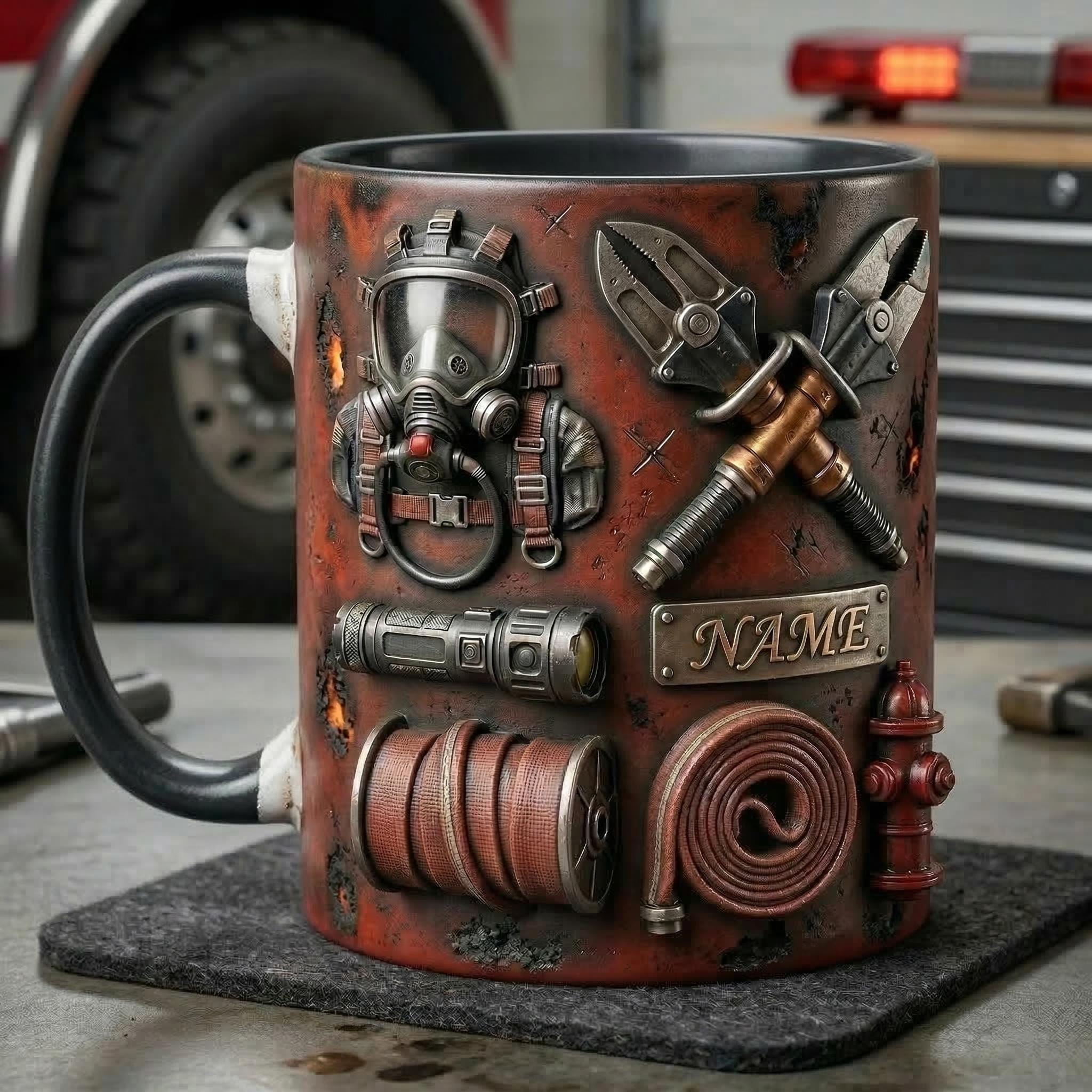 Fire Fighter Mug 3D, Faux 3D Mug, Firefighter Gift, Hero Coffee Mug, Fireman Appreciation Gift, Daily Mug