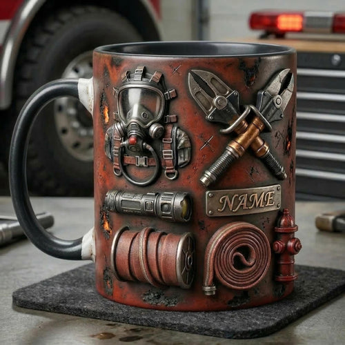 Fire Fighter Mug 3D, Faux 3D Mug, Firefighter Gift, Hero Coffee Mug, Fireman Appreciation Gift, Daily Mug