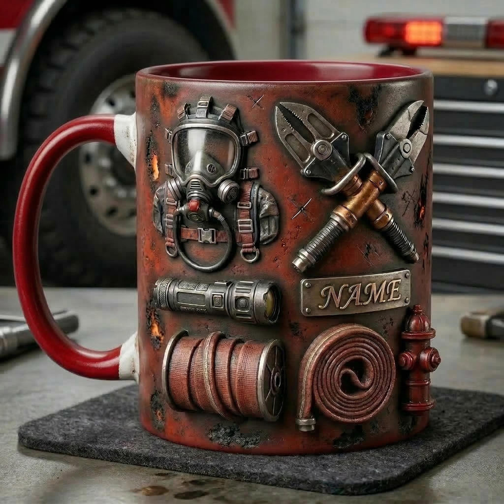 Fire Fighter Mug 3D, Faux 3D Mug, Firefighter Gift, Hero Coffee Mug, Fireman Appreciation Gift, Daily Mug