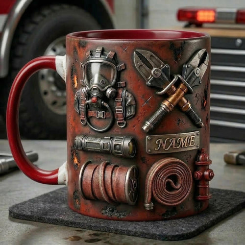 Fire Fighter Mug 3D, Faux 3D Mug, Firefighter Gift, Hero Coffee Mug, Fireman Appreciation Gift, Daily Mug