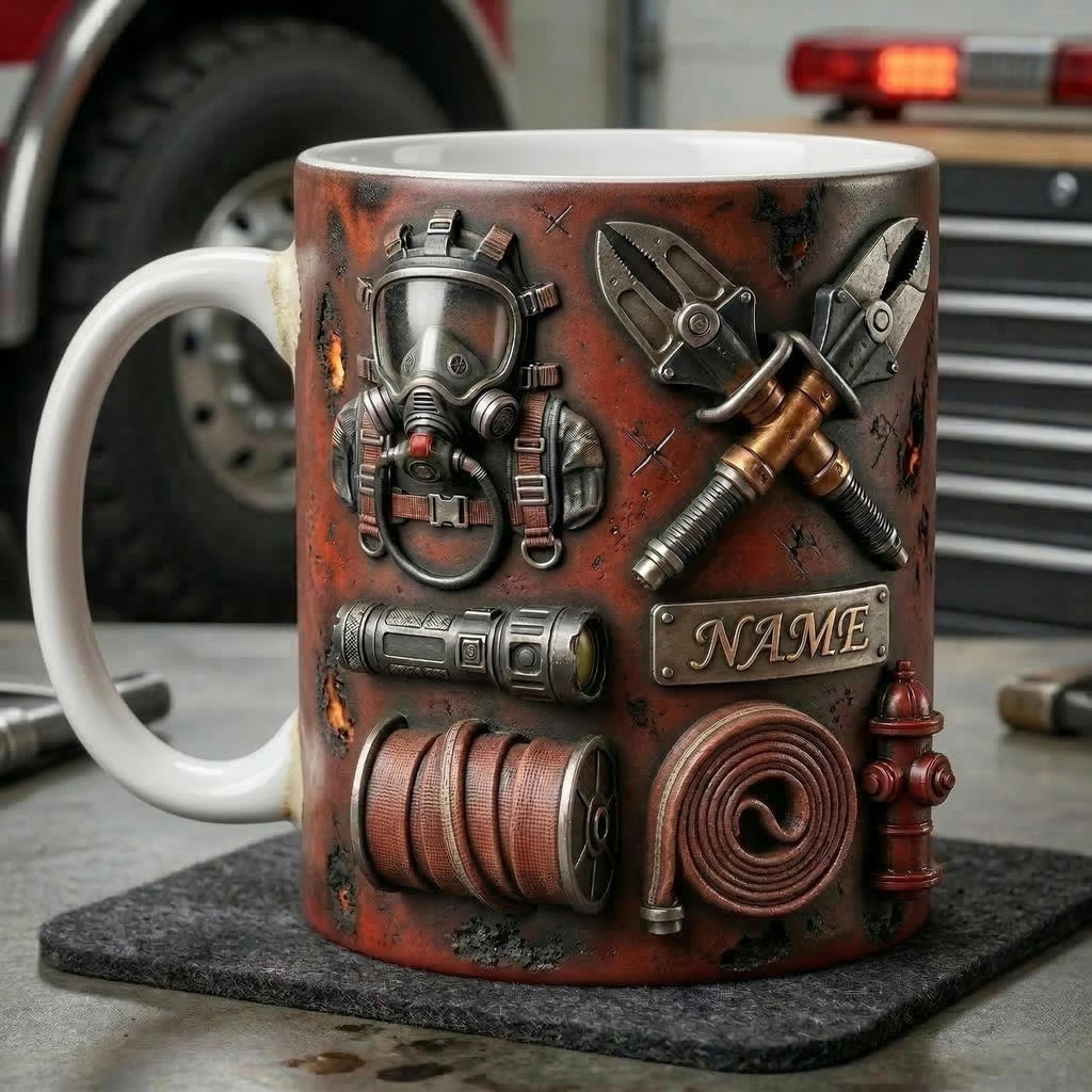Fire Fighter Mug 3D, Faux 3D Mug, Firefighter Gift, Hero Coffee Mug, Fireman Appreciation Gift, Daily Mug
