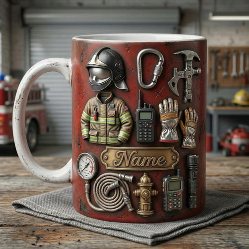 Fire Fighter Mug 3D, Faux 3D Mug, Firefighter Appreciation Gift, Fireman Mug, Rescue Hero Coffee Cup, Gift Idea