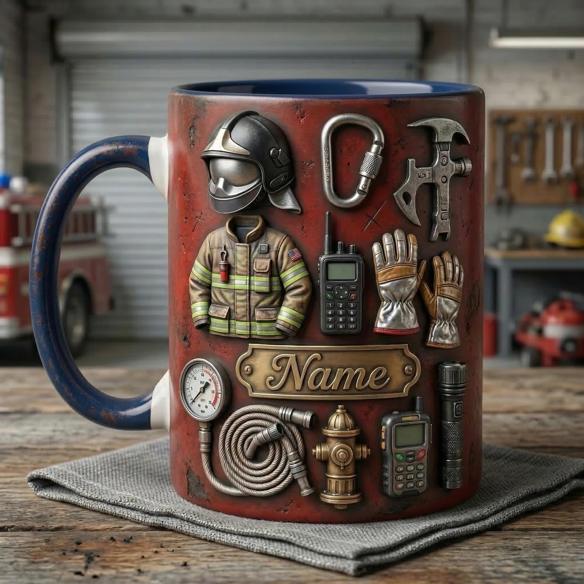 Fire Fighter Mug 3D, Faux 3D Mug, Firefighter Appreciation Gift, Fireman Mug, Rescue Hero Coffee Cup, Gift Idea