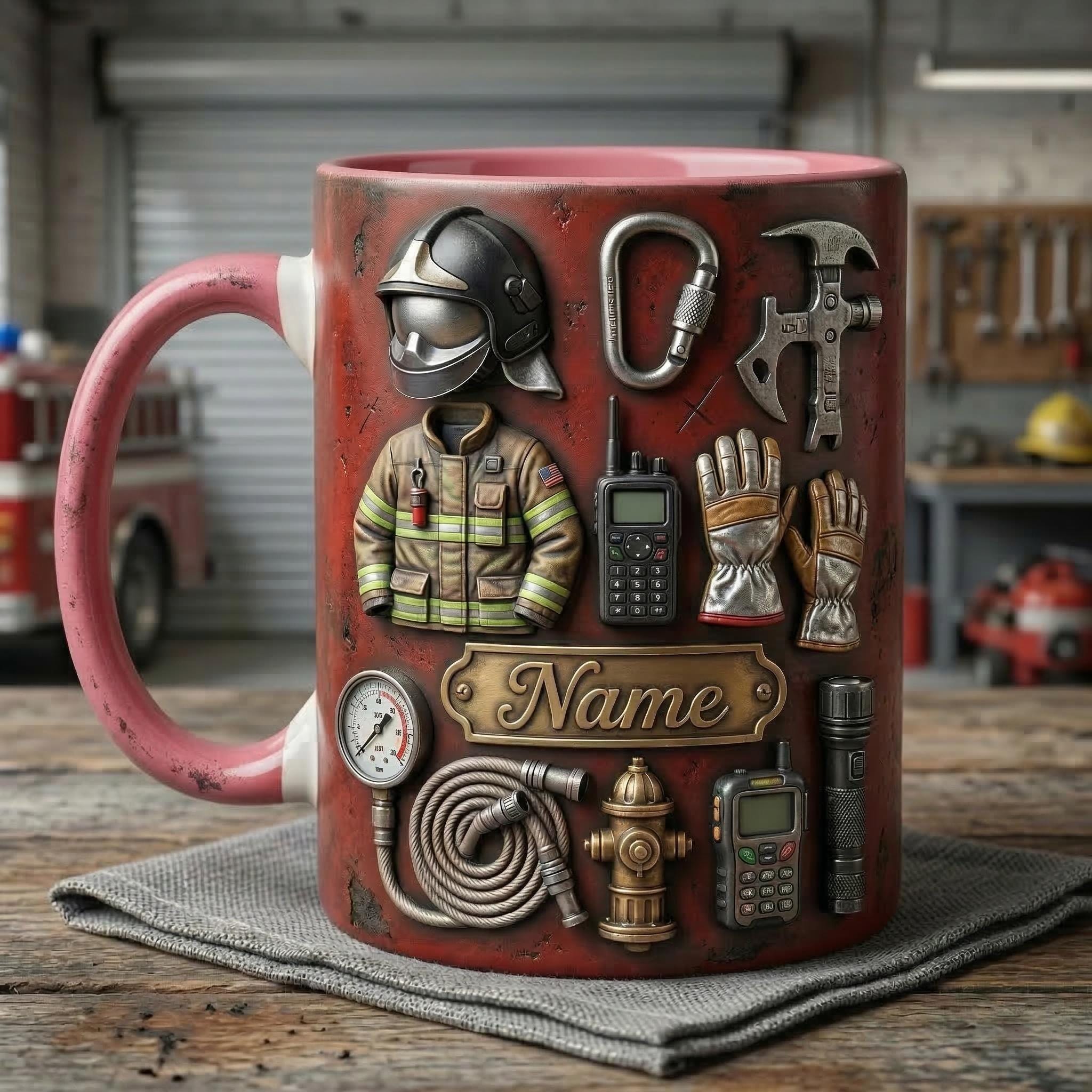 Fire Fighter Mug 3D, Faux 3D Mug, Firefighter Appreciation Gift, Fireman Mug, Rescue Hero Coffee Cup, Gift Idea