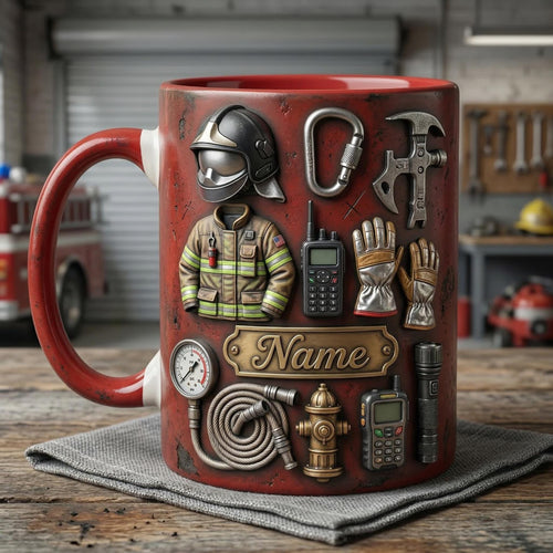 Fire Fighter Mug 3D, Faux 3D Mug, Firefighter Appreciation Gift, Fireman Mug, Rescue Hero Coffee Cup, Gift Idea