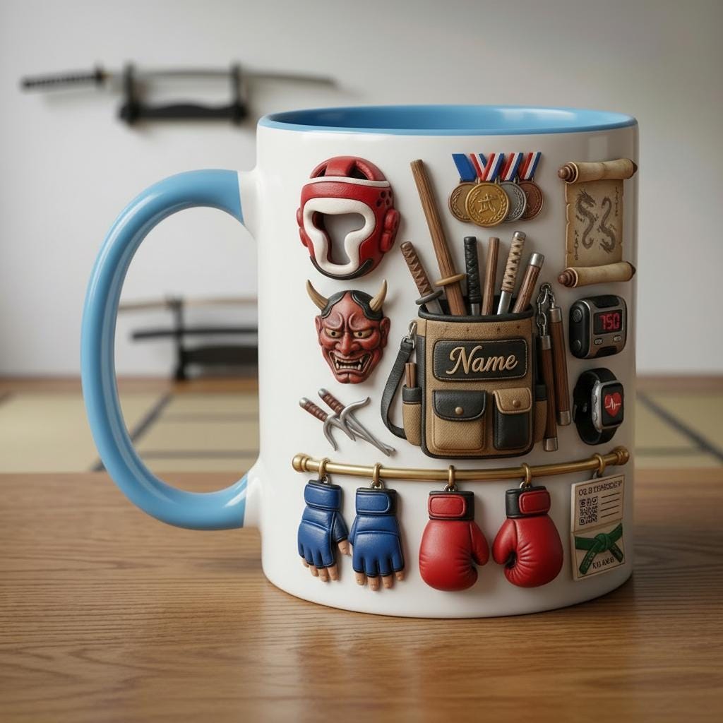 Martial Arts Mug 3D, Karate Lover Mug, Faux 3D Mug, Martial Artist Gift, Dojo Coffee Cup, Daily Mug