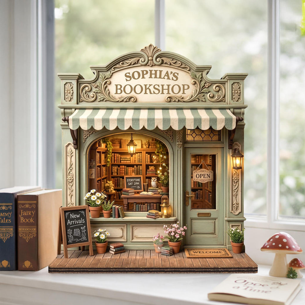 Custom Bookshop Wooden Sign,Library Book Lover Reader Gift,Reading Nook Bookshelf Decor,Bookstore Storefront Shelf Sitter,Bookish Gift