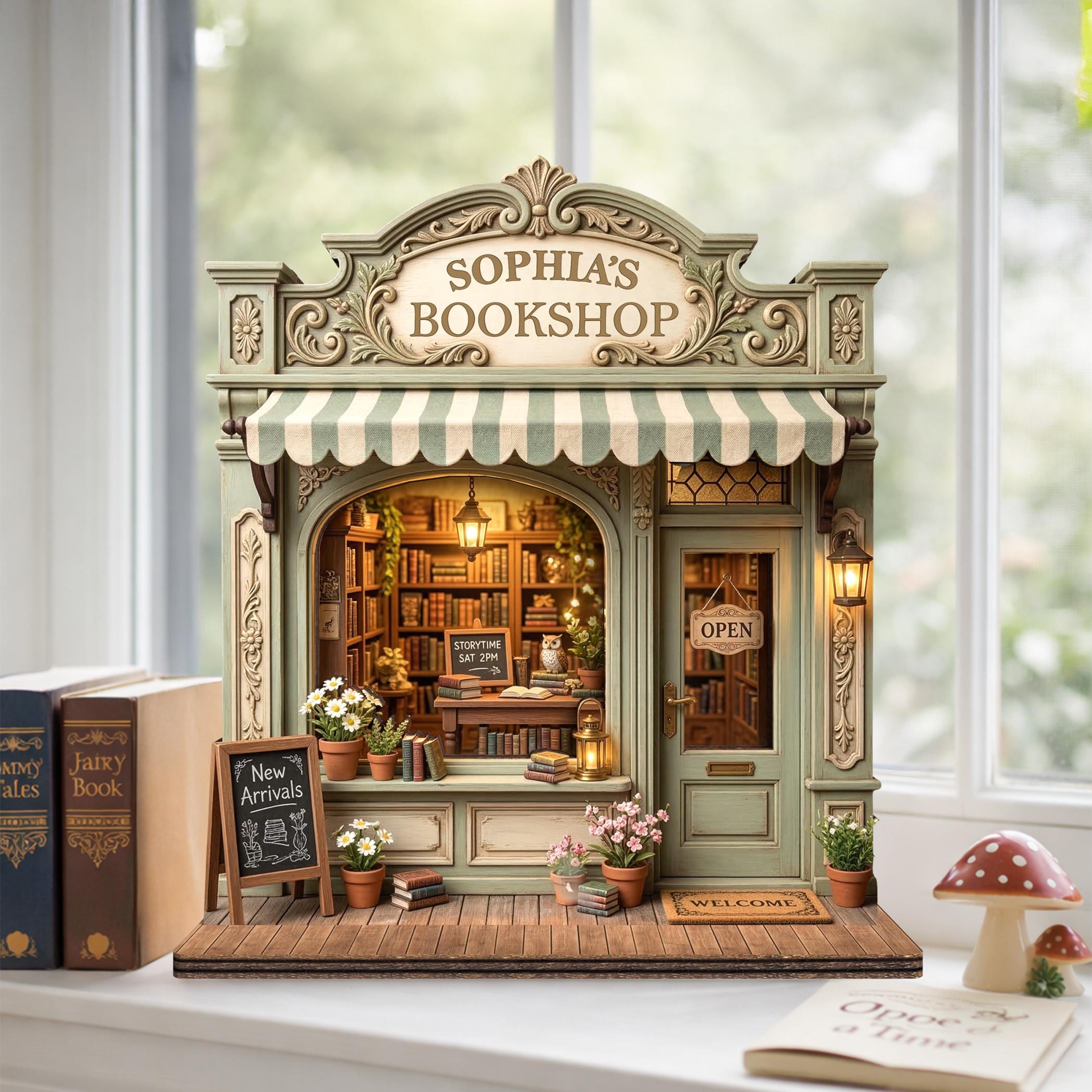 Custom Bookshop Wooden Sign,Library Book Lover Reader Gift,Reading Nook Bookshelf Decor,Bookstore Storefront Shelf Sitter,Bookish Gift