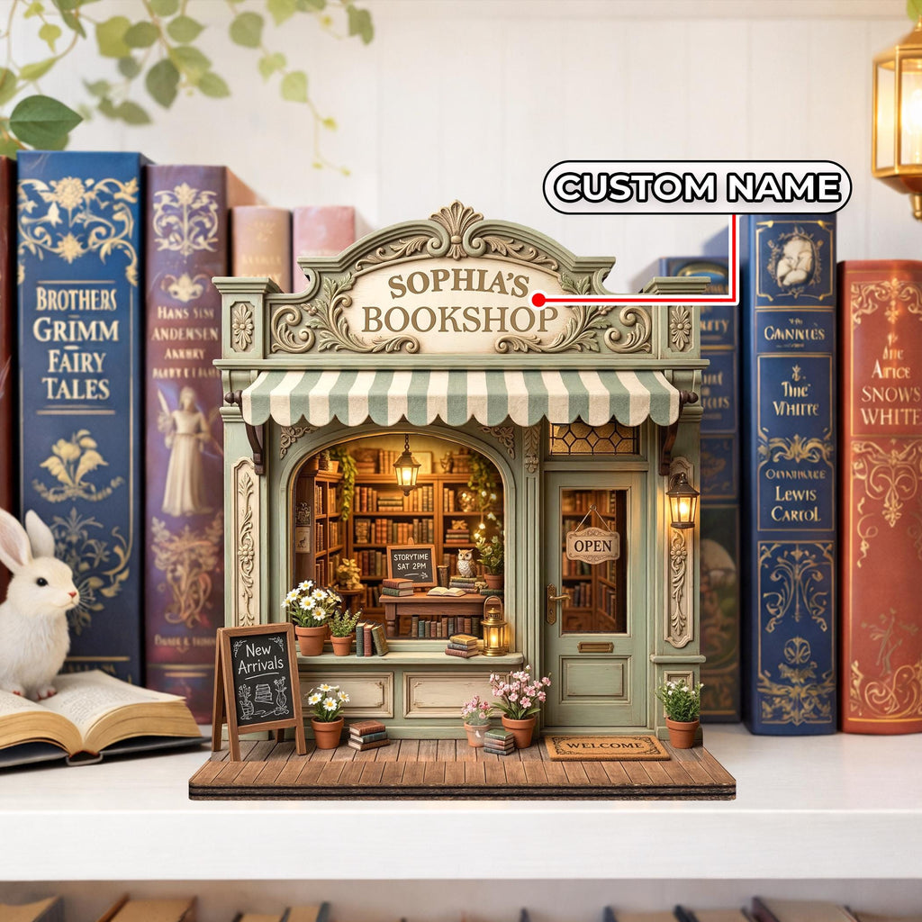 Custom Bookshop Wooden Sign,Library Book Lover Reader Gift,Reading Nook Bookshelf Decor,Bookstore Storefront Shelf Sitter,Bookish Gift