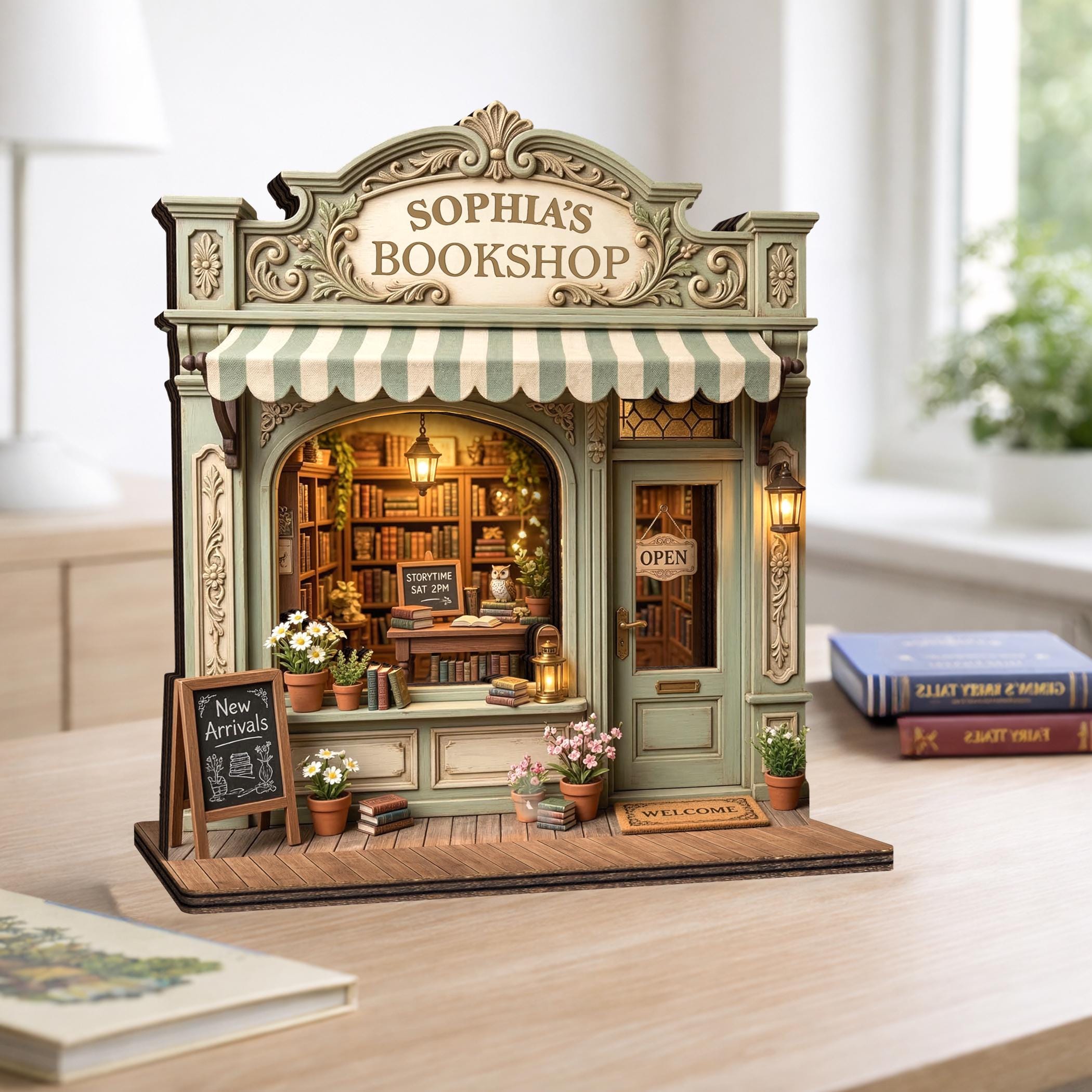 Custom Bookshop Wooden Sign,Library Book Lover Reader Gift,Reading Nook Bookshelf Decor,Bookstore Storefront Shelf Sitter,Bookish Gift