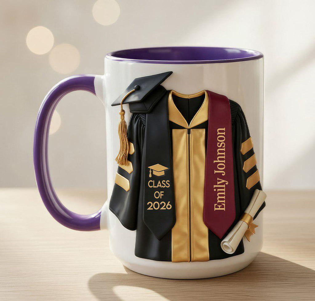 Personalized Graduation Mug, College Graduated, New Graduate Gift, Faux 3D Mug - Flat Surface, 2D Flat
