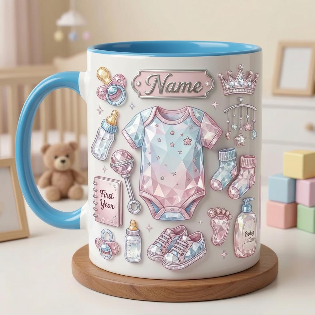 Personalized Baby Mug 3D, New Mom Coffee Cup, Motherhood Keepsake, Ceramic Beverage Mug