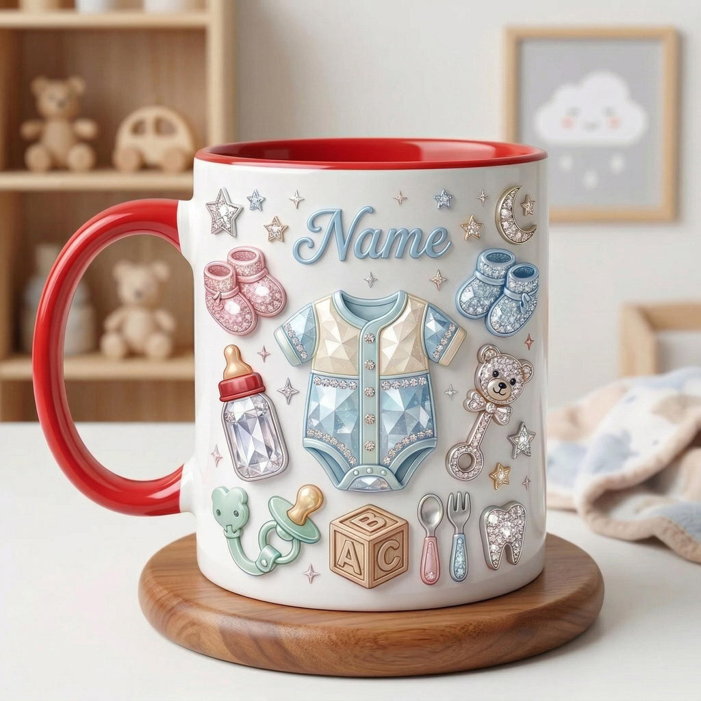 Personalized Baby Mug 3D, New Mom Coffee Cup, Motherhood Keepsake, Ceramic Beverage Mug