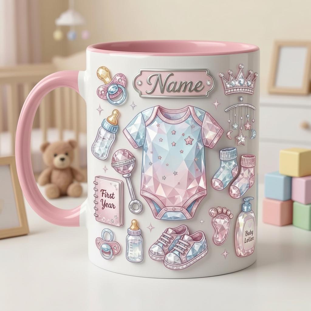 Personalized Baby Mug 3D, New Mom Coffee Cup, Motherhood Keepsake, Ceramic Beverage Mug