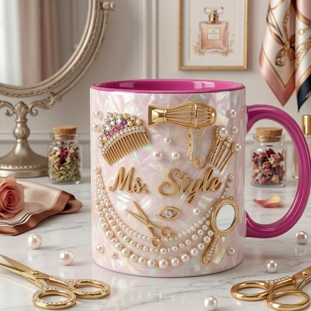 Personalized Makeup Mug Custom Name Glam Girl Coffee Cup Beauty Lover Gift Cosmetic Mug Lipstick Brush Gift for Her