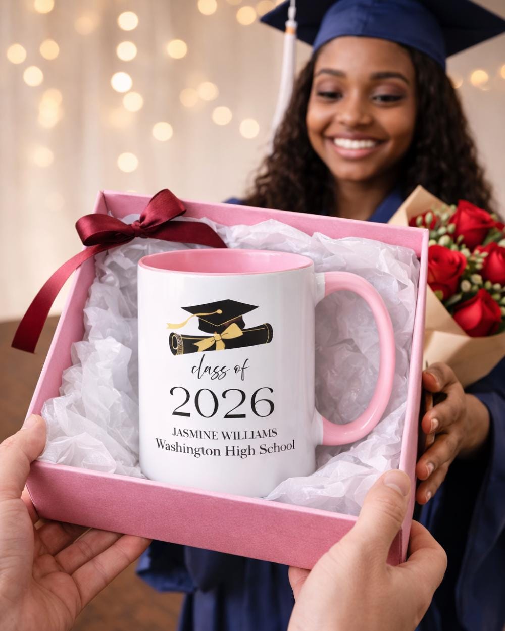 Custom Graduation Mug Class of 2026, Personalized Name & School Coffee Cup, High School Senior Gift for Her Him
